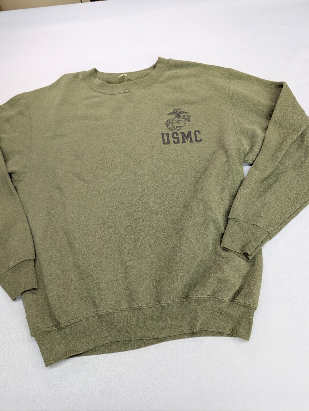 USMC Sweatshirt US Marine Corps Olive Drab Pullover Size S